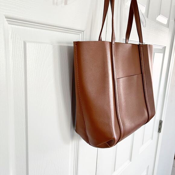 Henny and Lev Vegan Leather Danielle Tote Bag in Cognac - Picture 6 of 10